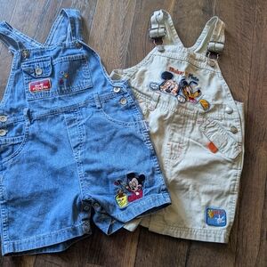 Disney Kids Denim and Beige Overalls Set